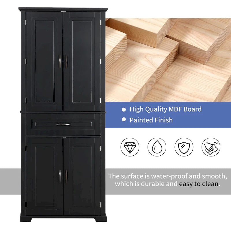 Meuble haut de rangement gris/blanc/noir avec portes et tiroir — 1 personne