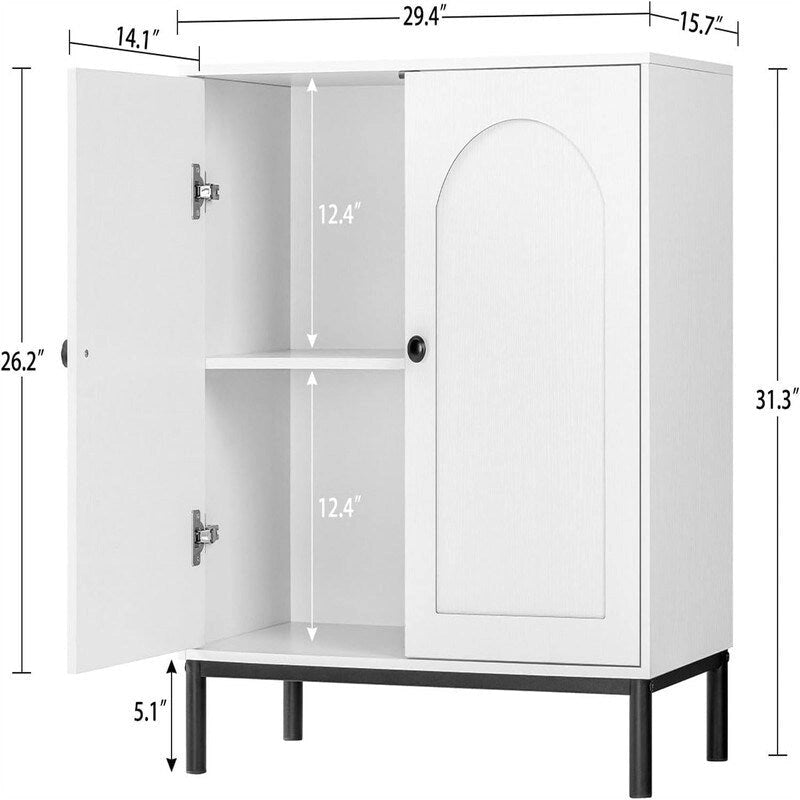 Buffet de salle à manger avec portes et finition en bois blanc – 1 personne