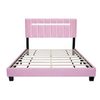Cadre de lit Queen Size en Velours, Noir / Rose / Vert, Hauteur Réglable, Convient pour 2