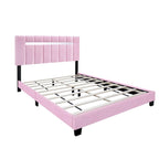 Cadre de lit Queen Size en Velours, Noir / Rose / Vert, Hauteur Réglable, Convient pour 2
