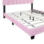 Cadre de lit Queen Size en Velours, Noir / Rose / Vert, Hauteur Réglable, Convient pour 2