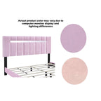 Cadre de lit Queen Size en Velours, Noir / Rose / Vert, Hauteur Réglable, Convient pour 2