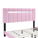 Cadre de lit Queen Size en Velours, Noir / Rose / Vert, Hauteur Réglable, Convient pour 2