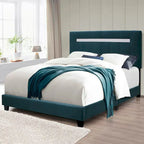 Cadre de lit Queen Size en Velours, Noir / Rose / Vert, Hauteur Réglable, Convient pour 2