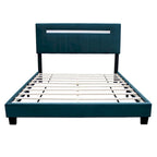 Cadre de lit Queen Size en Velours, Noir / Rose / Vert, Hauteur Réglable, Convient pour 2