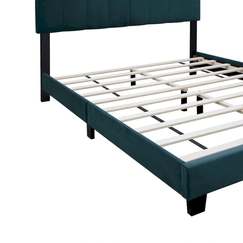 Cadre de lit Queen Size en Velours, Noir / Rose / Vert, Hauteur Réglable, Convient pour 2