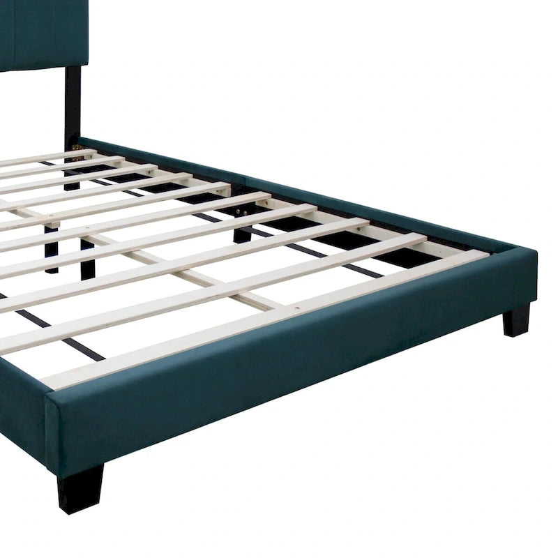 Cadre de lit Queen Size en Velours, Noir / Rose / Vert, Hauteur Réglable, Convient pour 2