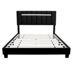 Cadre de lit Queen Size en Velours, Noir / Rose / Vert, Hauteur Réglable, Convient pour 2