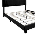 Cadre de lit Queen Size en Velours, Noir / Rose / Vert, Hauteur Réglable, Convient pour 2