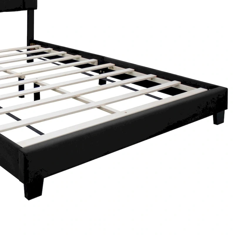 Cadre de lit Queen Size en Velours, Noir / Rose / Vert, Hauteur Réglable, Convient pour 2