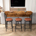 Ensemble de salle à manger 3 tiroirs marron/noir avec 3 tabourets ronds en polyuréthane — 4 places