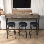 Ensemble de salle à manger 3 tiroirs marron/noir avec 3 tabourets ronds en polyuréthane — 4 places