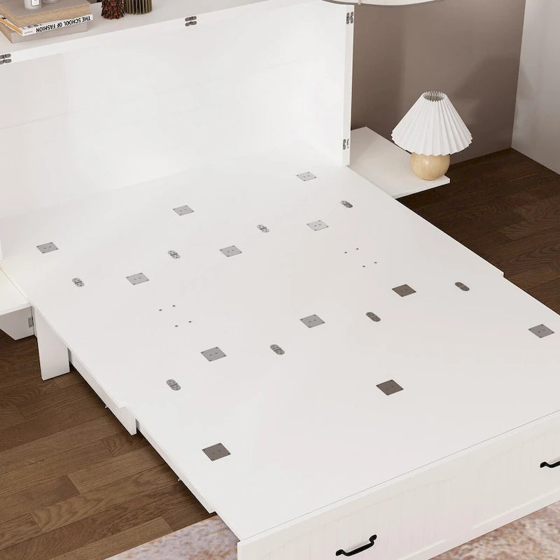 Lit escamotable mural blanc, simple, avec rangement