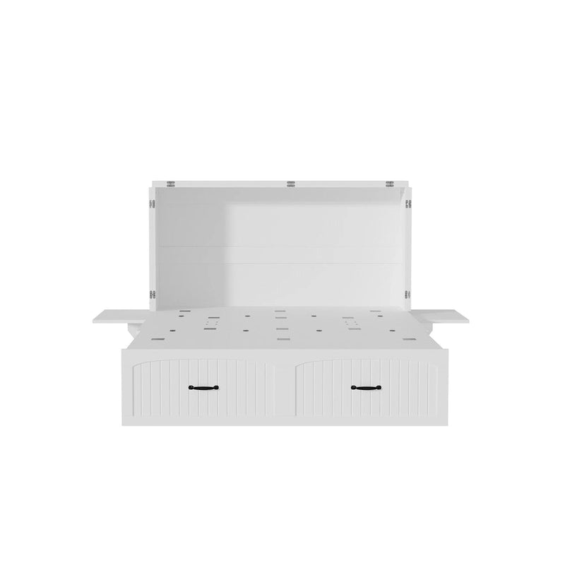 Lit escamotable mural blanc, simple, avec rangement