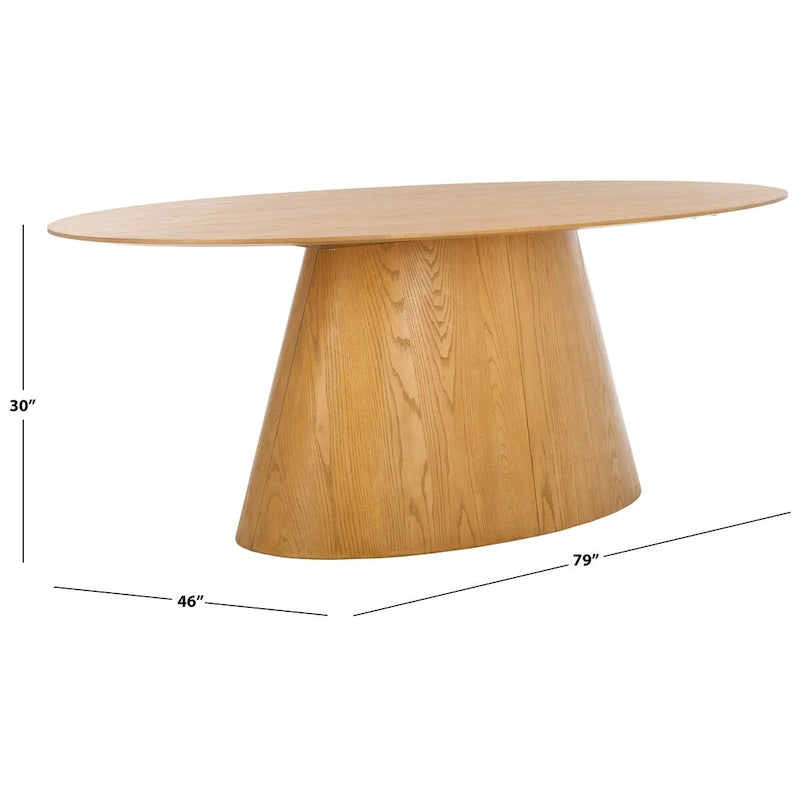 Table à manger ovale en bois naturel, 6 places – 79"L × 46"P × 30"H
